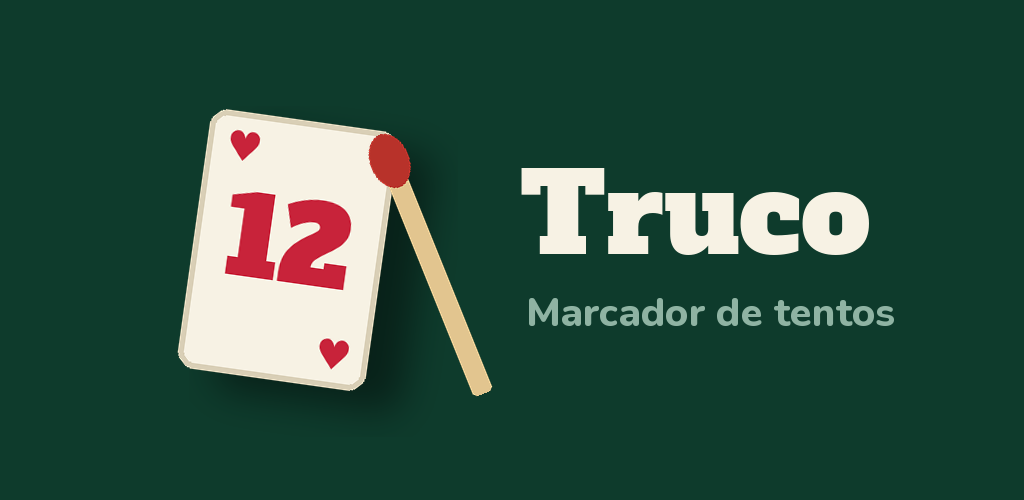 Arte do app Marcador de Truco: carta 12 de copas ao lado de um palito de fósforo